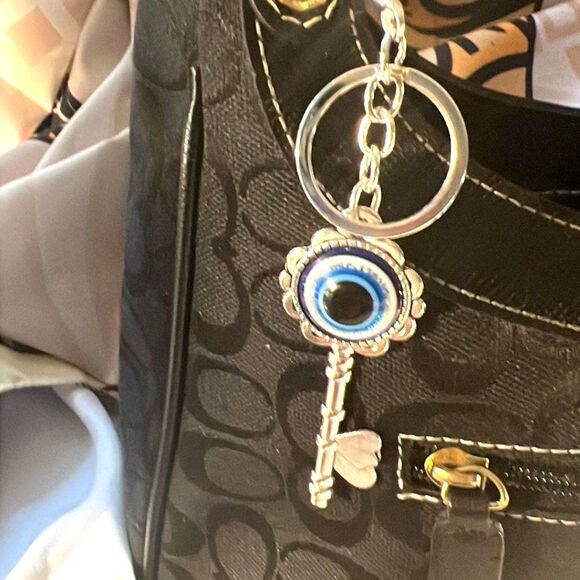 Evil Eye Key Purse Charm Keychain - NEW - Picture 1 of 5